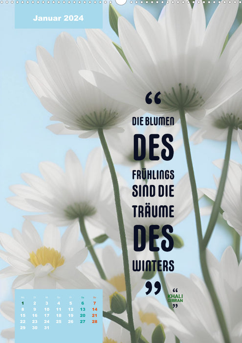 Crazy about FLOWERS Artwork - Couleurs - Citations (Calendrier mural CALVENDO 2024) 