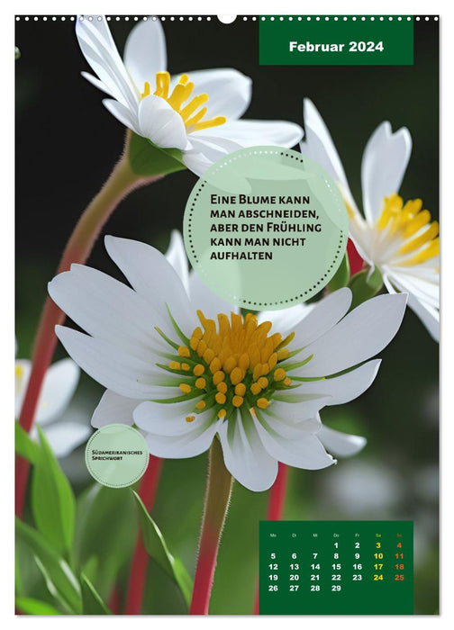 Verrückt nach BLUMEN Artwork - Farben - Zitate (CALVENDO Wandkalender 2024)