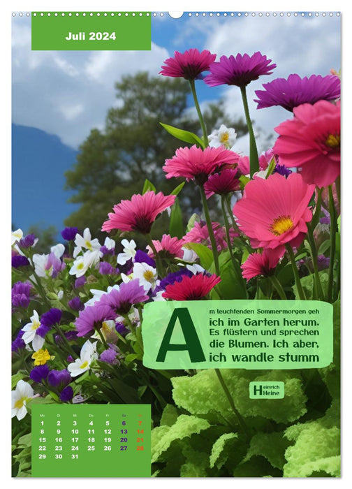 Verrückt nach BLUMEN Artwork - Farben - Zitate (CALVENDO Premium Wandkalender 2024)