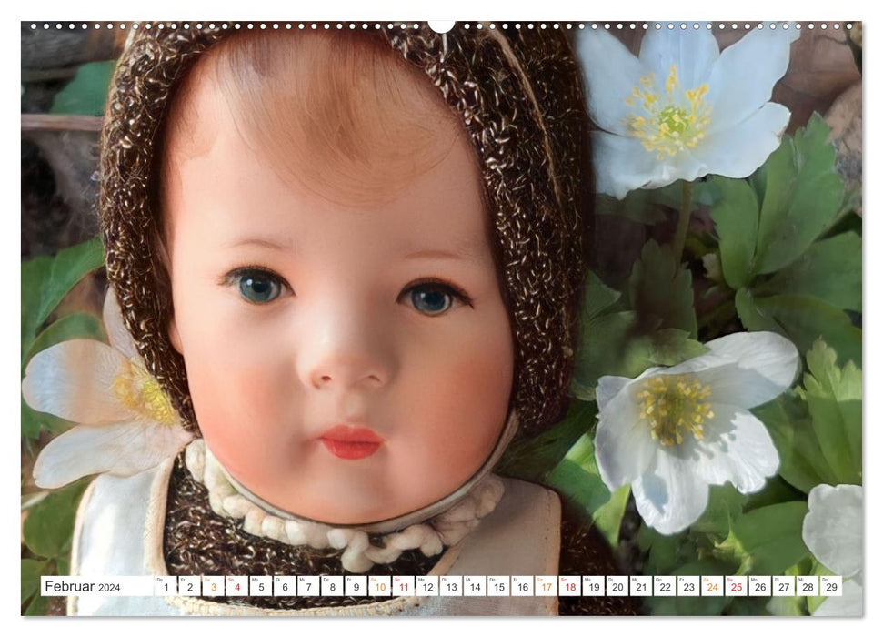 Alte Puppen und Blumen (CALVENDO Premium Wandkalender 2024)