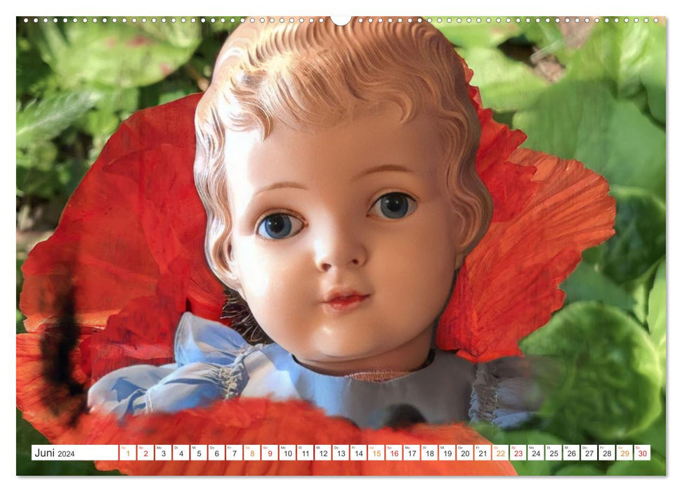 Old dolls and flowers (CALVENDO Premium Wall Calendar 2024) 