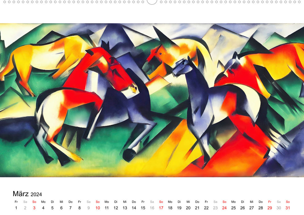 Bauernhoftiere, expressionistisch bunt (CALVENDO Premium Wandkalender 2024)