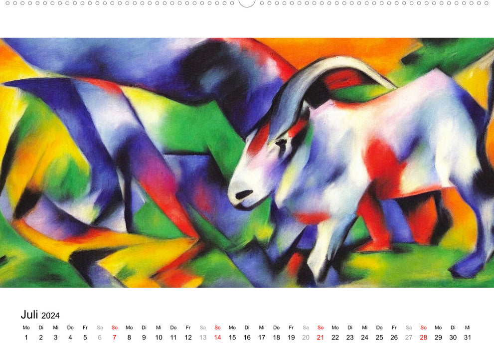 Bauernhoftiere, expressionistisch bunt (CALVENDO Premium Wandkalender 2024)