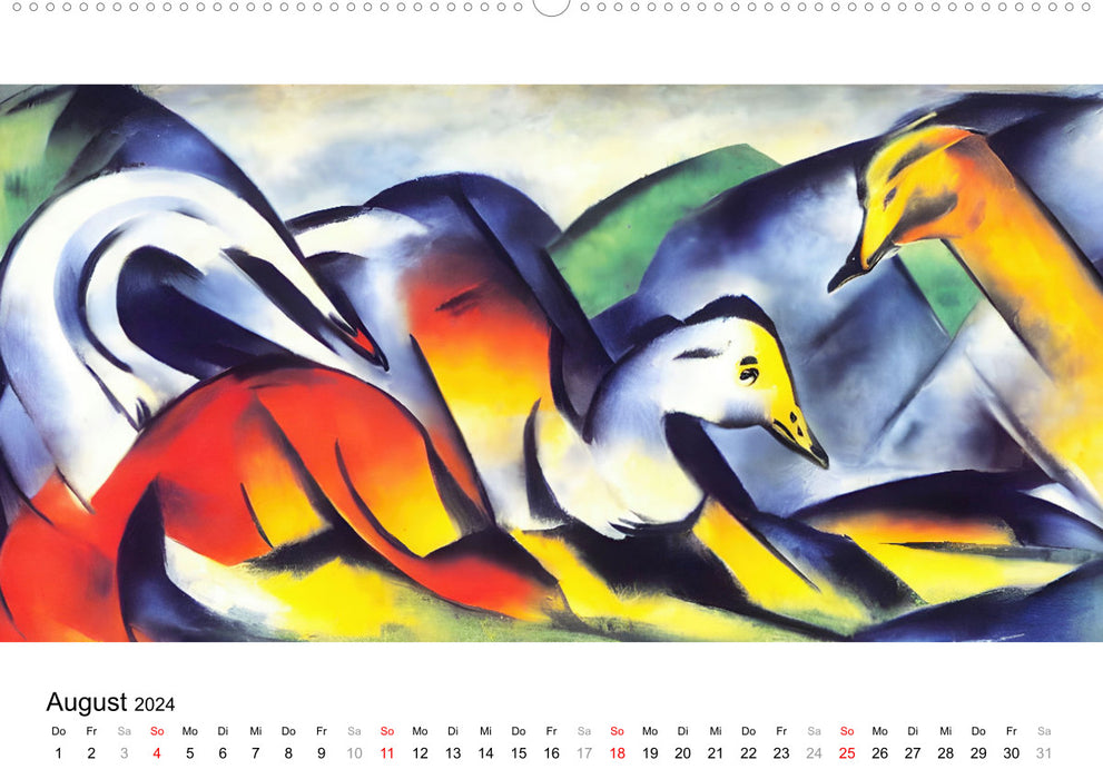 Bauernhoftiere, expressionistisch bunt (CALVENDO Premium Wandkalender 2024)