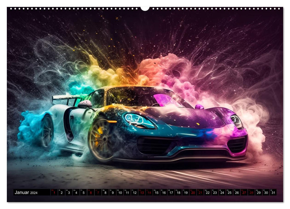 Supercars im Farbenrausch (CALVENDO Wandkalender 2024)