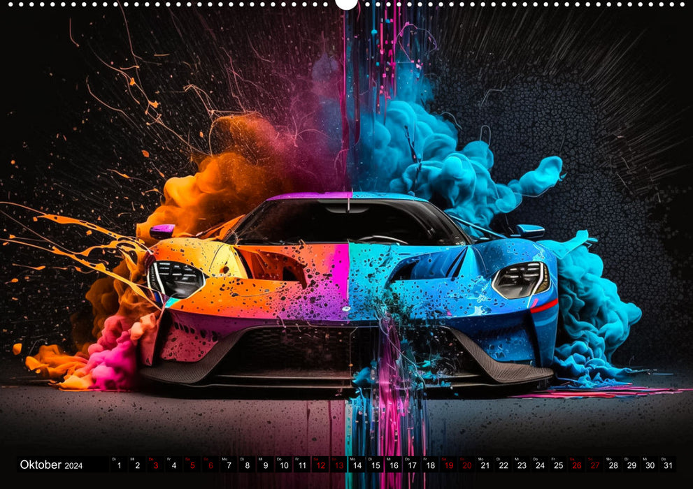 Supercars im Farbenrausch (CALVENDO Premium Wandkalender 2024)