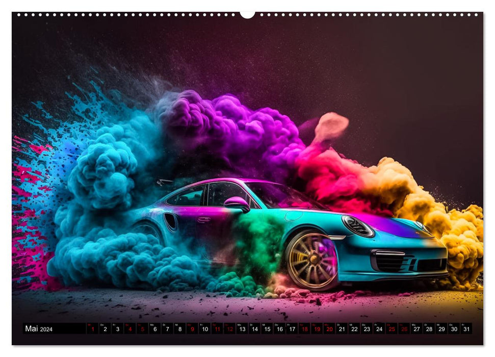 Supercars im Farbenrausch (CALVENDO Premium Wandkalender 2024)