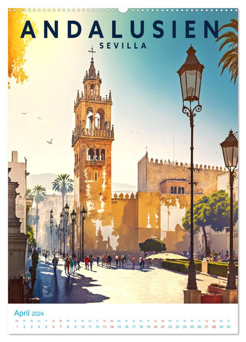 Andalusia - Old School Poster Style (CALVENDO Wall Calendar 2024) 