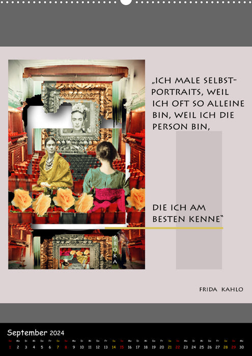 Frida Kahlo - Zitate im Dialog (CALVENDO Wandkalender 2024)