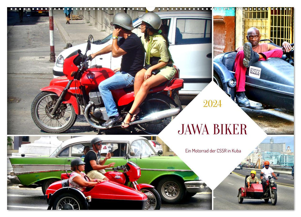JAWA BIKER - Une moto CSSR à Cuba (Calendrier mural CALVENDO 2024) 