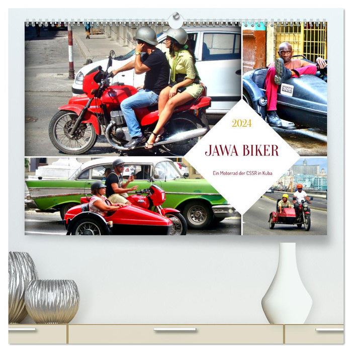 JAWA BIKER - A CSSR motorcycle in Cuba (CALVENDO Premium Wall Calendar 2024) 