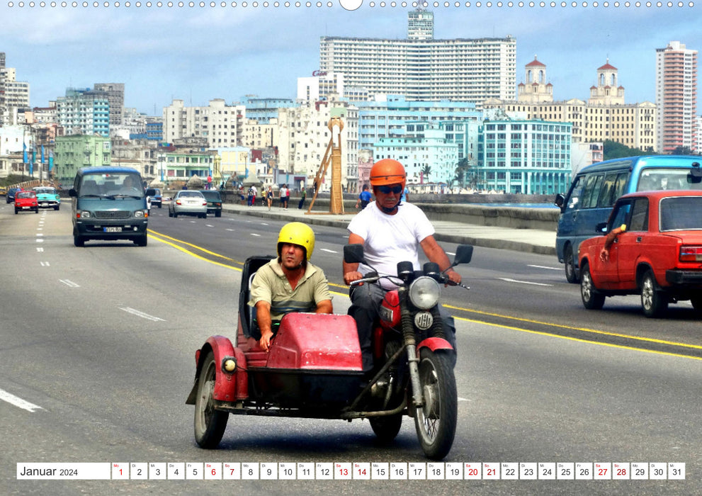 JAWA BIKER - Une moto CSSR à Cuba (Calendrier mural CALVENDO Premium 2024) 
