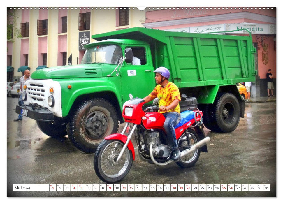 JAWA BIKER - A CSSR motorcycle in Cuba (CALVENDO Premium Wall Calendar 2024) 