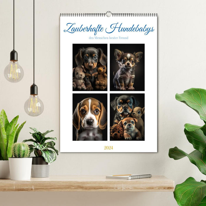 Zauberhafte Hundebabys (CALVENDO Wandkalender 2024)