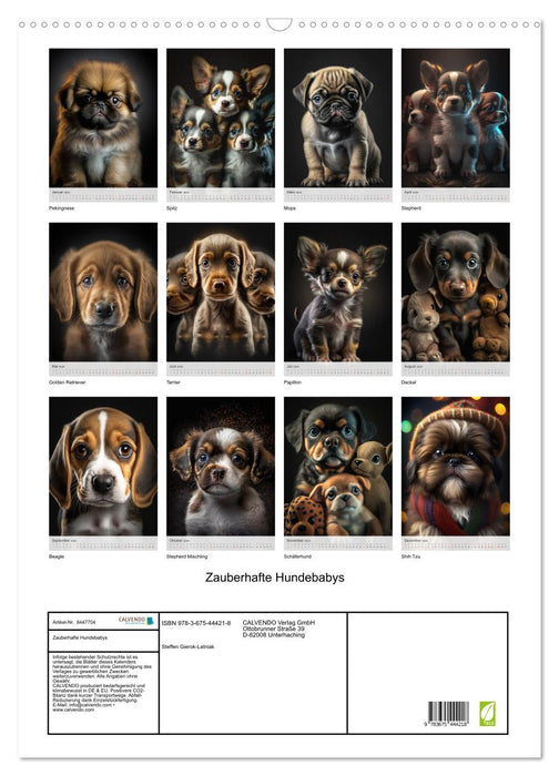 Zauberhafte Hundebabys (CALVENDO Wandkalender 2024)