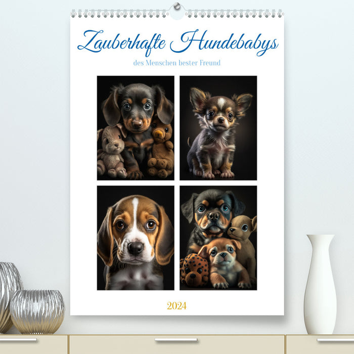 Zauberhafte Hundebabys (CALVENDO Premium Wandkalender 2024)