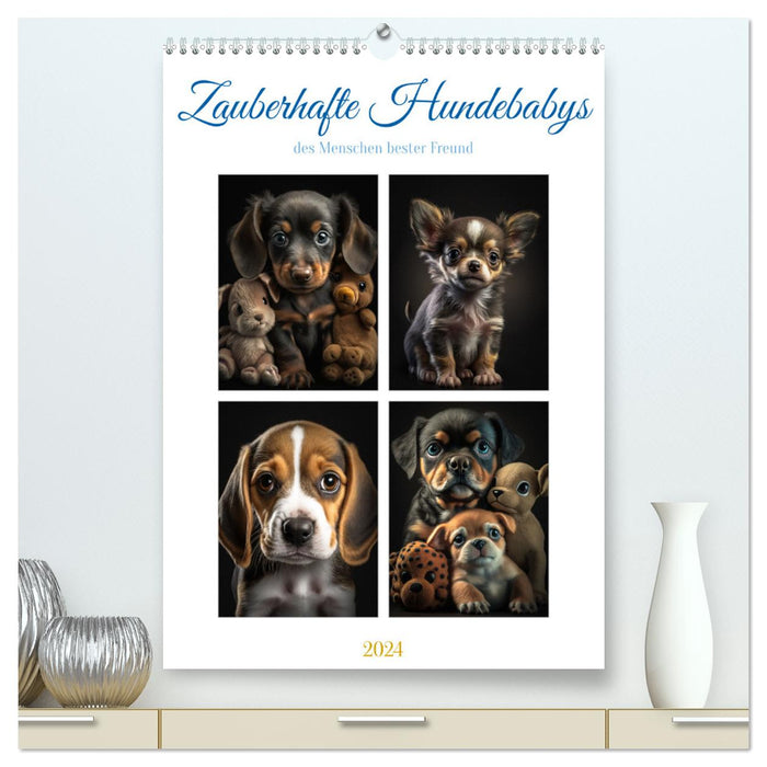 Zauberhafte Hundebabys (CALVENDO Premium Wandkalender 2024)