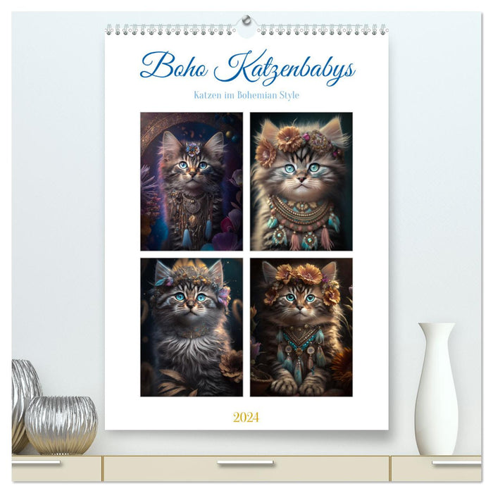 Boho Katzenbabys (CALVENDO Premium Wandkalender 2024)