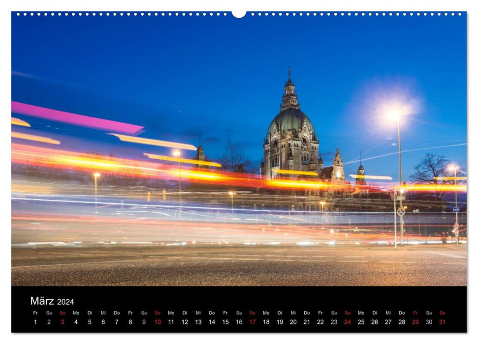 Hannover im Abendlicht 2024 (CALVENDO Premium Wandkalender 2024)