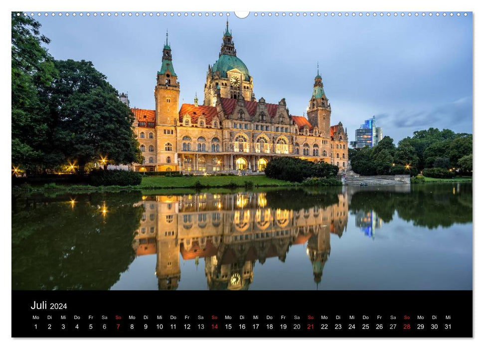 Hannover im Abendlicht 2024 (CALVENDO Premium Wandkalender 2024)