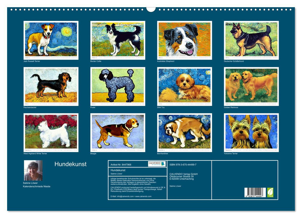 Hundekunst (CALVENDO Wandkalender 2024)