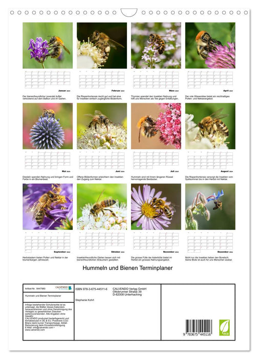 Hummeln und Bienen Terminplaner (CALVENDO Wandkalender 2024)