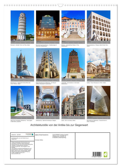 Architekturstile von der Antike bis zur Gegenwart (CALVENDO Wandkalender 2024)