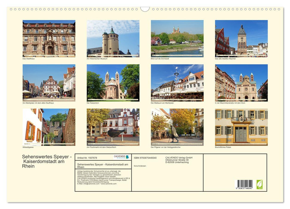 Sehenswertes Speyer - Kaiserdomstadt am Rhein (CALVENDO Wandkalender 2024)