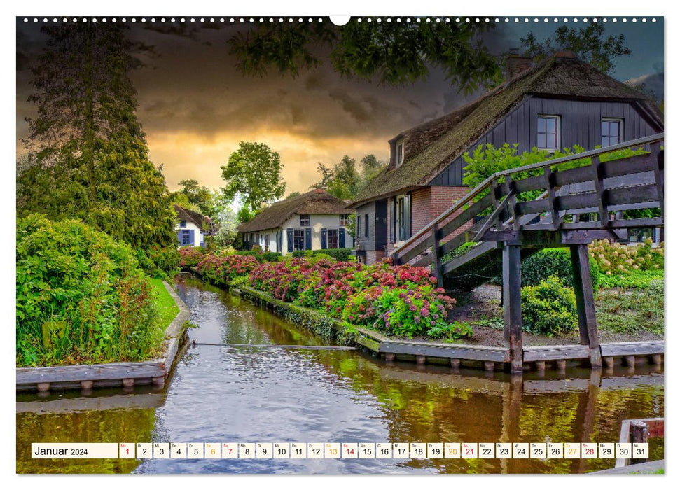 Reise durch die Niederlande - Giethoorn in der Provinz Overijssel (CALVENDO Wandkalender 2024)
