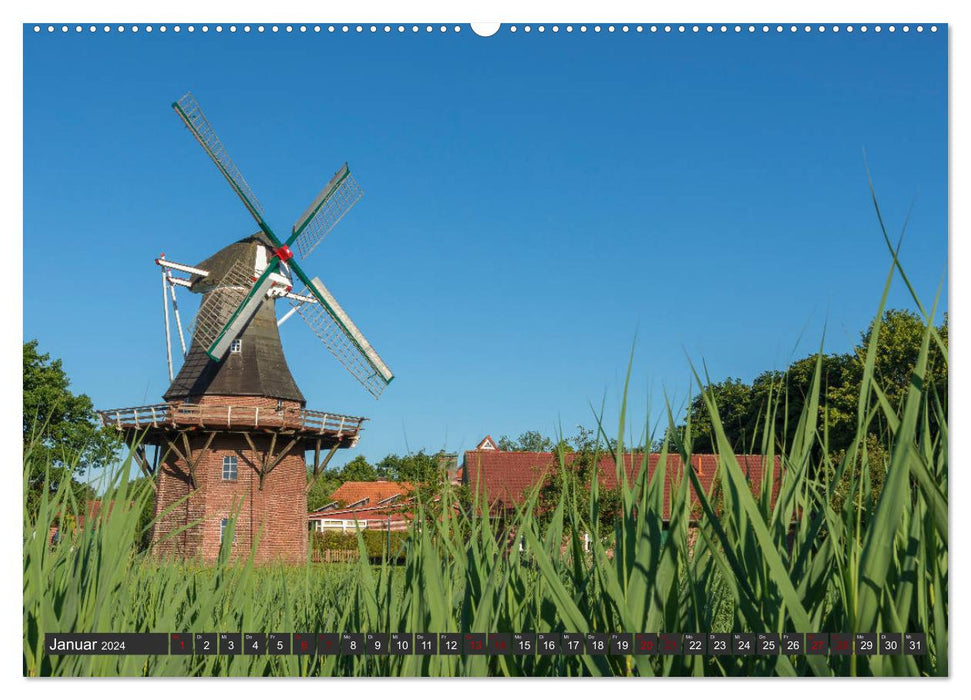 Faszination Windmühlen - Entlang der Ostfriesischen Mühlenstraße (CALVENDO Premium Wandkalender 2024)