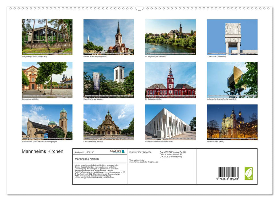 Mannheims Kirchen (CALVENDO Premium Wandkalender 2024)