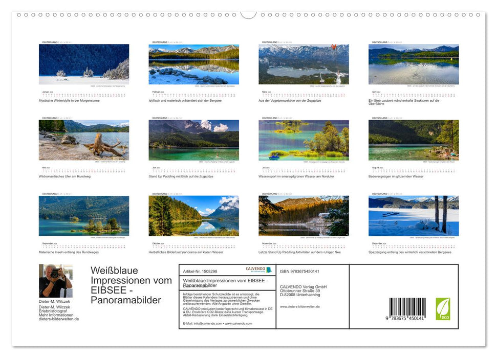 Weißblaue Impressionen vom EIBSEE Panoramabilder (CALVENDO Premium Wandkalender 2024)