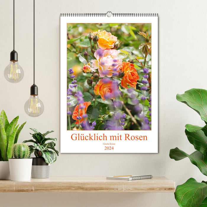 Glücklich mit Rosen (CALVENDO Wandkalender 2024)