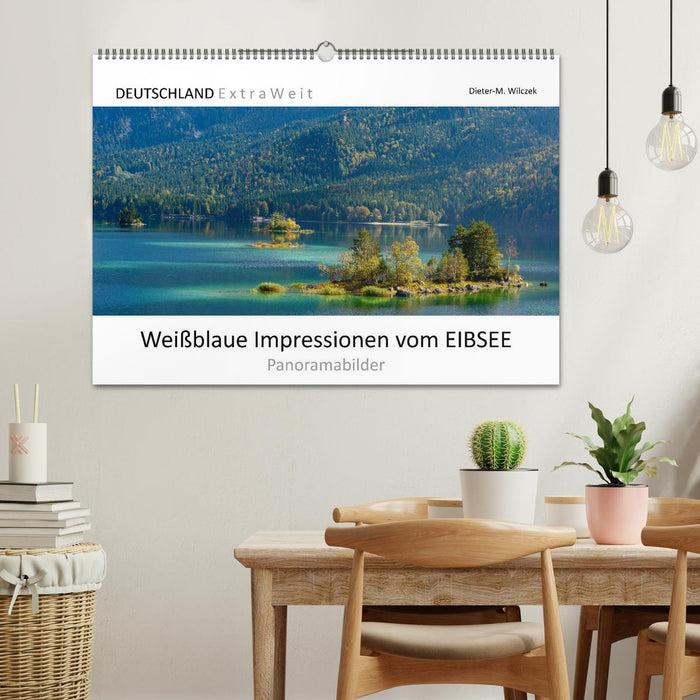 Impressions blanc-bleu de photos panoramiques EIBSEE (calendrier mural CALVENDO 2024) 