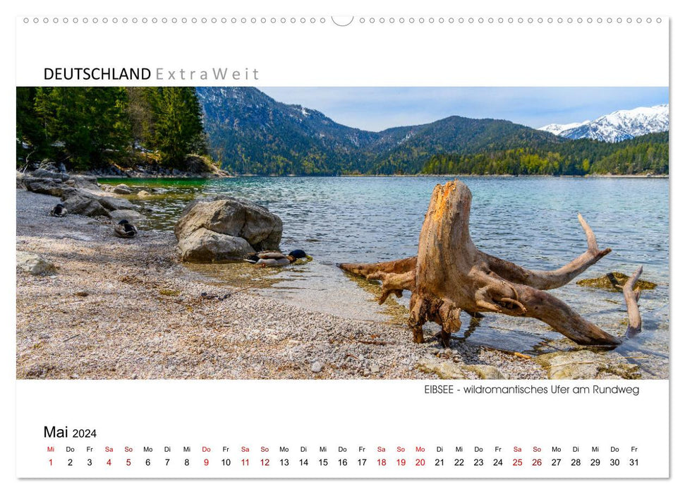 Impressions blanc-bleu de photos panoramiques EIBSEE (calendrier mural CALVENDO 2024) 