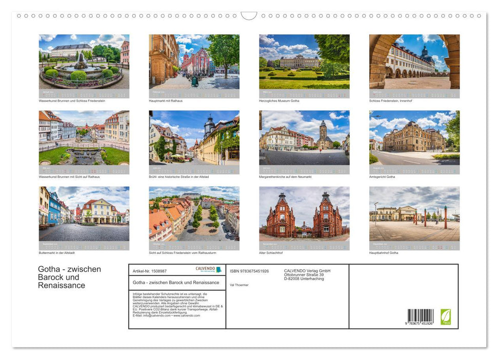 Gotha - between Baroque and Renaissance (CALVENDO wall calendar 2024) 