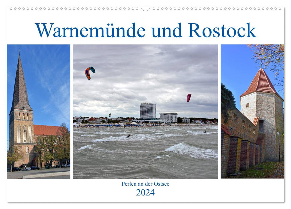 Warnemünde und Rostock, Perlen an der Ostsee (CALVENDO Wandkalender 2024)
