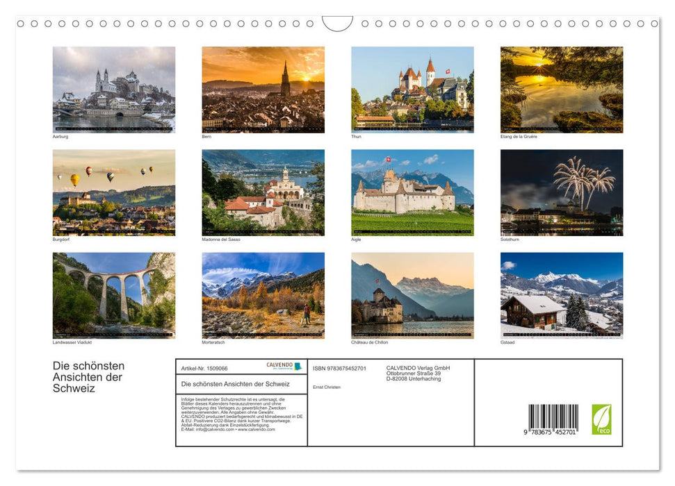 The most beautiful views of Switzerland (CALVENDO wall calendar 2024) 