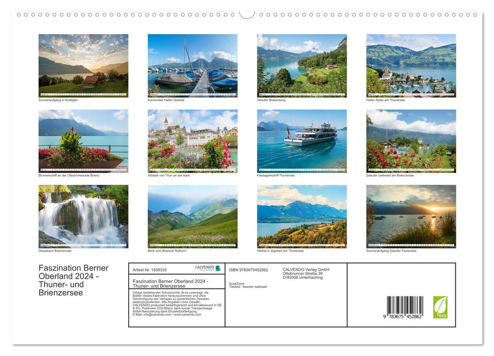Faszination Berner Oberland 2024 - Thuner- und Brienzersee (CALVENDO Premium Wandkalender 2024)