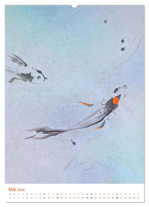 Jahreszeiten in Stil japanischer Malerei - Kunst (CALVENDO Wandkalender 2024)