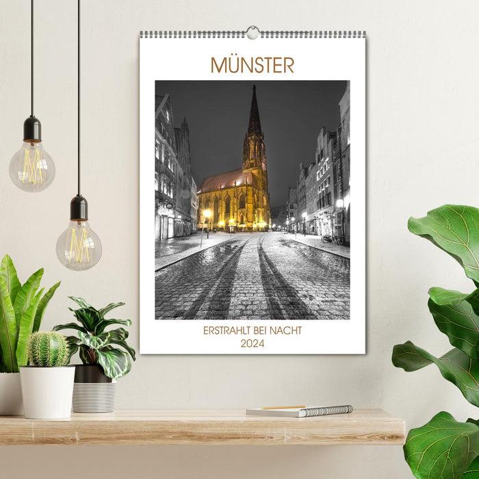 Münster - shines at night (CALVENDO wall calendar 2024) 