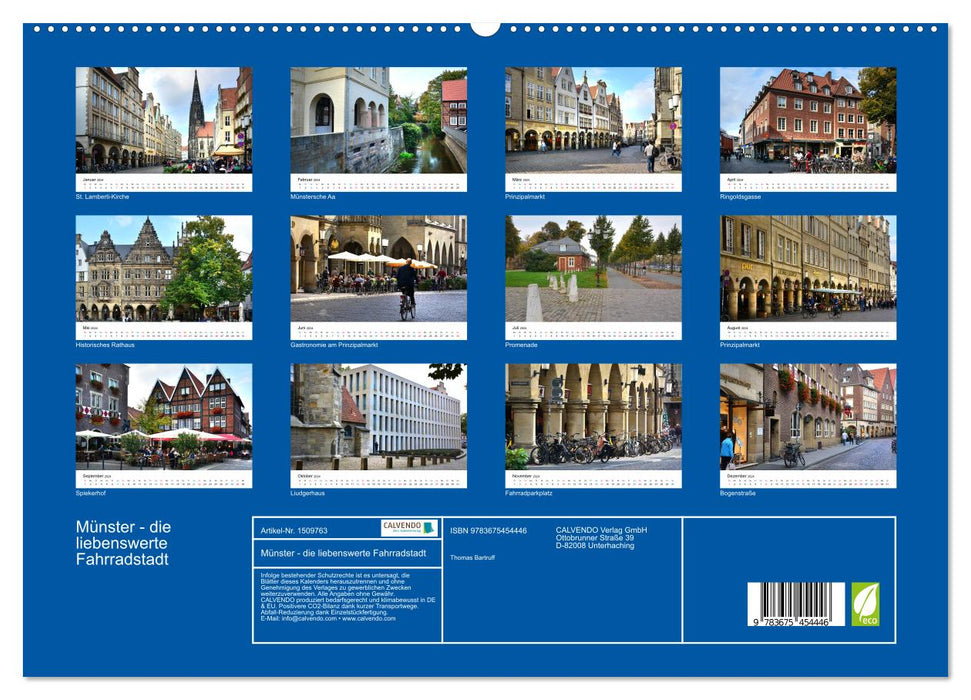 Münster - die liebenswerte Fahrradstadt (CALVENDO Premium Wandkalender 2024)