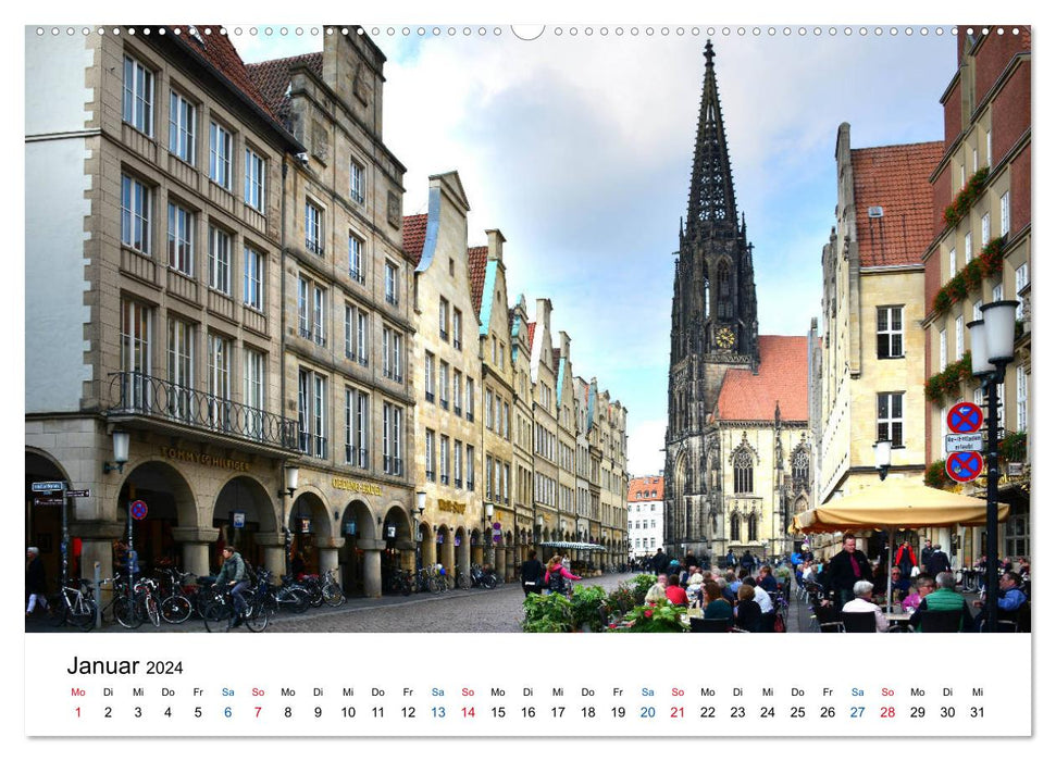 Münster - the lovely cycling city (CALVENDO Premium Wall Calendar 2024) 