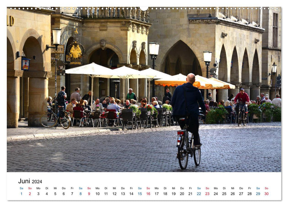 Münster - die liebenswerte Fahrradstadt (CALVENDO Premium Wandkalender 2024)