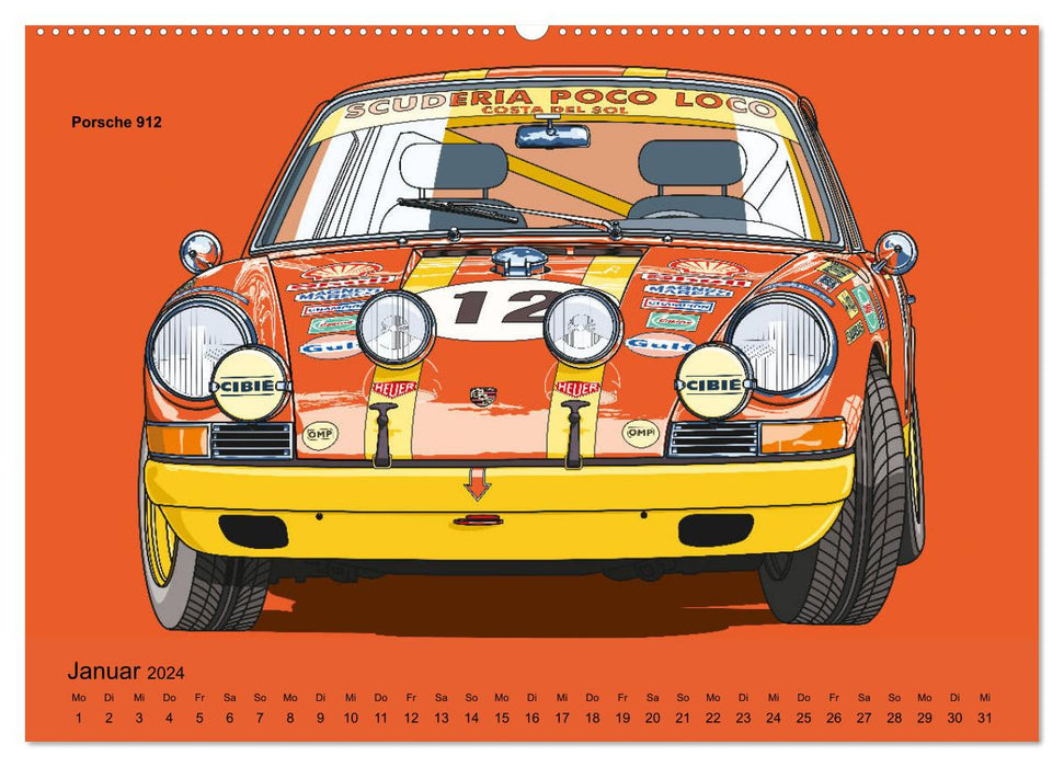 Made in Germany - Illustrations of German vintage cars (CALVENDO Premium Wall Calendar 2024) 