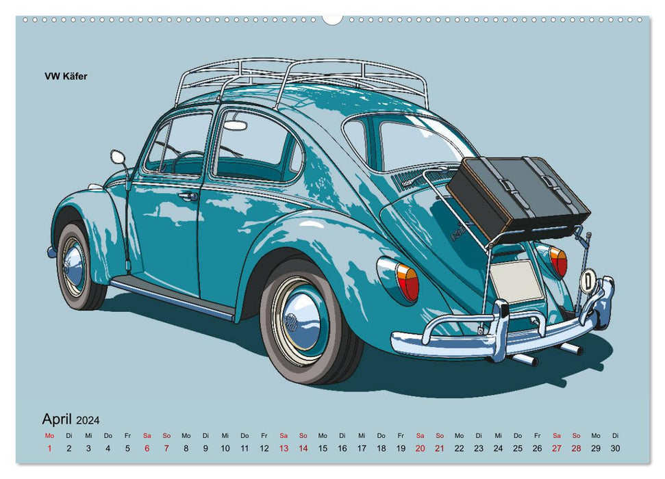 Made in Germany - Illustrations of German vintage cars (CALVENDO Premium Wall Calendar 2024) 