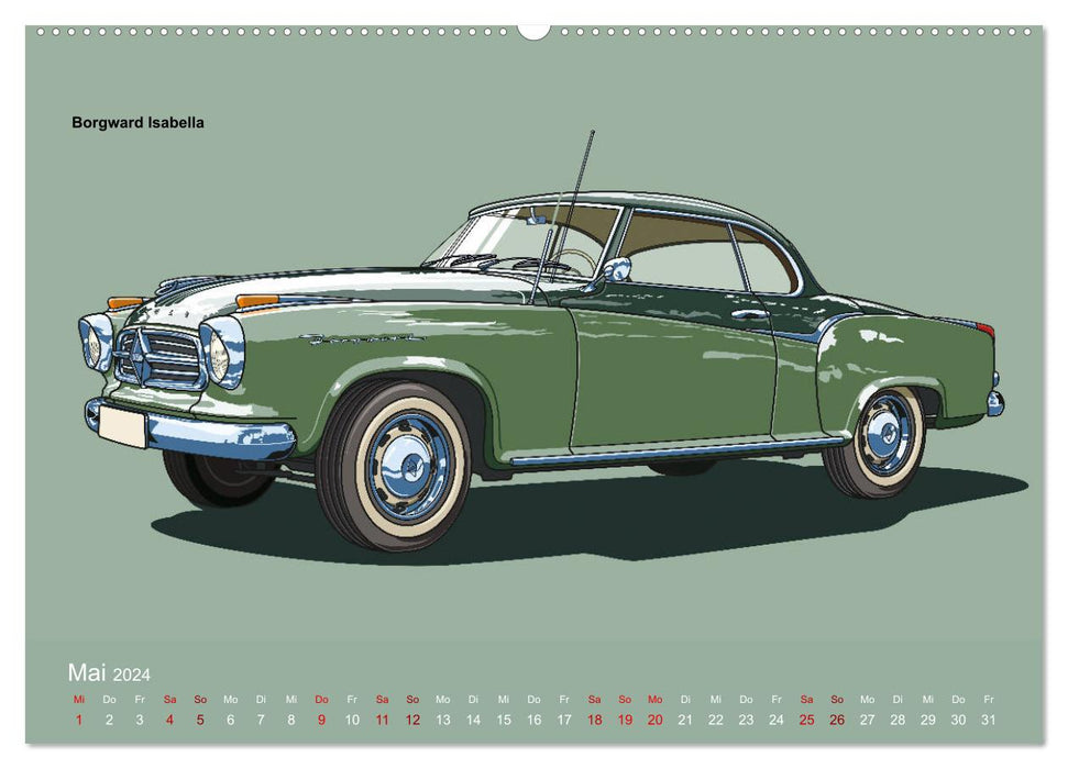 Made in Germany - Illustrations of German vintage cars (CALVENDO Premium Wall Calendar 2024) 