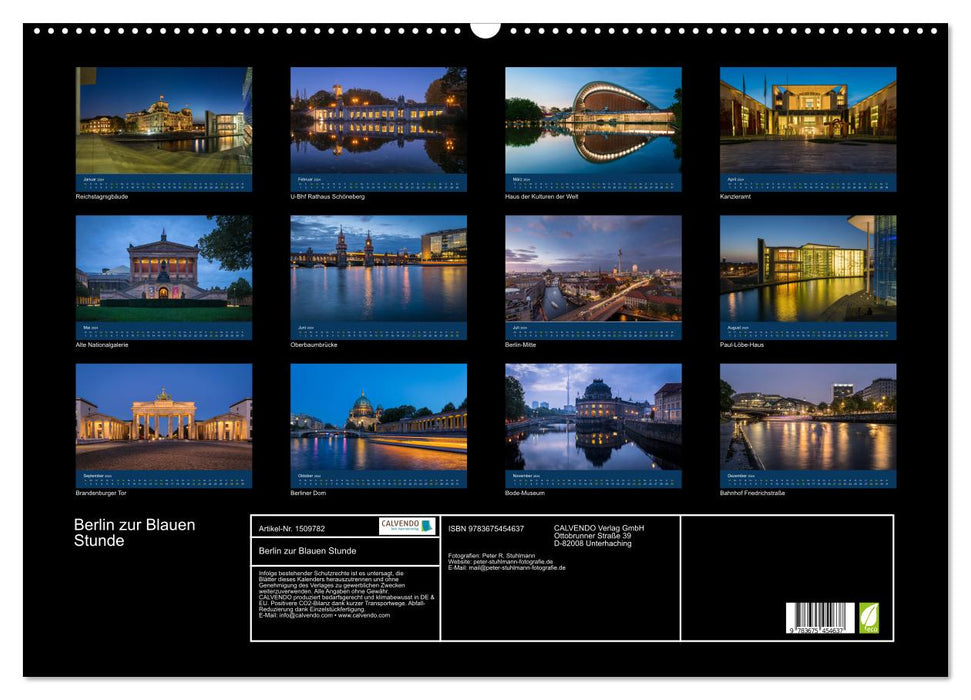 Berlin at the Blue Hour - 12 Berlin sights (CALVENDO wall calendar 2024) 