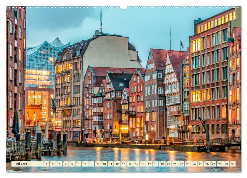 Hambourg - ma ville avec beaucoup de cœur (Calendrier mural CALVENDO Premium 2024) 