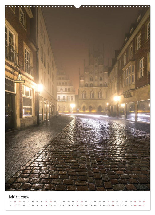 Münster - Impressionen bei Nacht (CALVENDO Premium Wandkalender 2024)